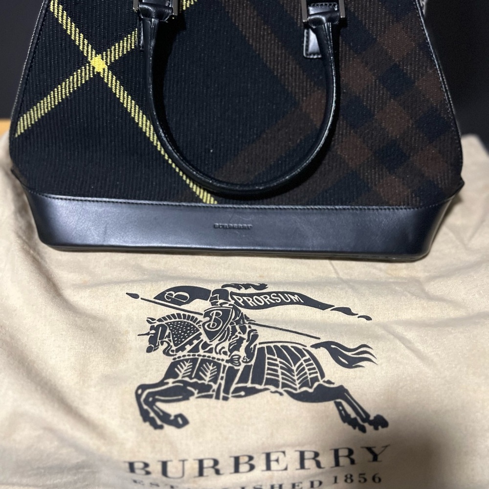 Burberry Black and Brown Leather Briefcase